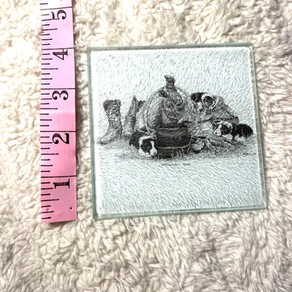 Rare - Set of 4 Square Glass Coasters - Bernie Brown - Picture 2 of 2